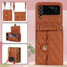 Luxury Leather Card Holder Phone Case With Chain For Samsung Galaxy Z Flip3 Flip4 Flip5 5G - {{ shop_name}} varyfun