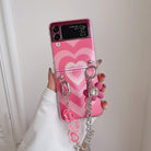 Varyfun | Heart Swirl Chain Phone Case With Wristband For Samsung Galaxy Z Flip4 Flip5 5G