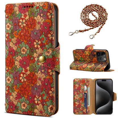 Luxurious Bohemian Style Card Holder iPhone Case With Lanyard