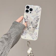 Load image into Gallery viewer, Ins Hot Textured Butterfly With Wristband &amp; Bracket For iPhone Case - {{ shop_name}} varyfun

