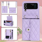 Luxury Leather Card Holder Phone Case With Chain For Samsung Galaxy Z Flip3 Flip4 Flip5 5G - {{ shop_name}} varyfun