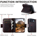 iPhone Duo | Distressed Leather Wallet Case with Card Slots & Magnetic Closure