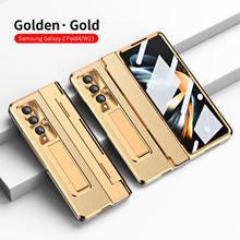 Load image into Gallery viewer, Hinge Leather Shell Electroplated Case With Bracket For Samsung Galaxy Z Fold4 Fold3 5G - {{ shop_name}} varyfun
