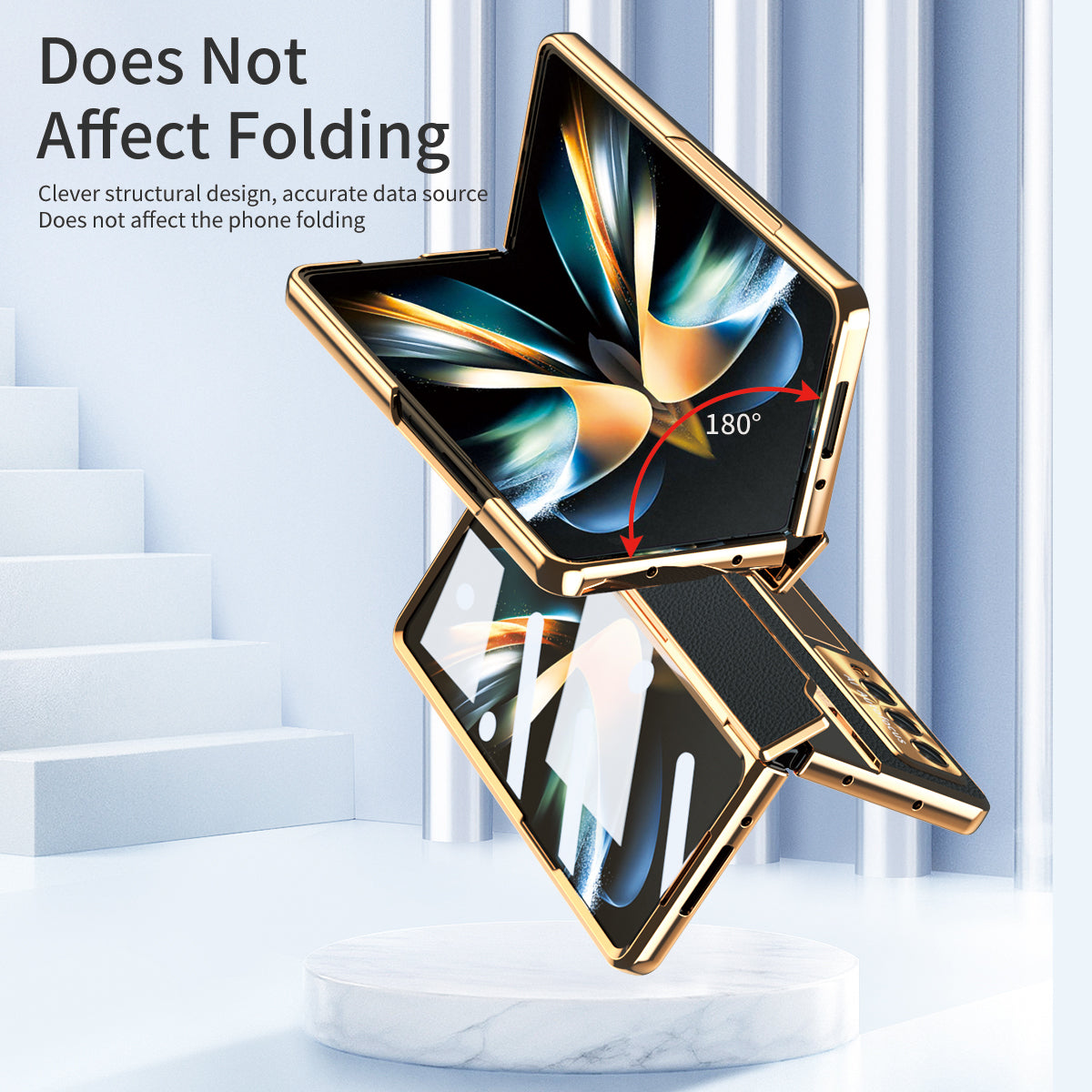 Hinge Leather Shell Electroplated Case With Bracket For Samsung Galaxy Z Fold4 Fold3 5G - {{ shop_name}} varyfun