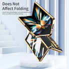 Hinge Leather Shell Electroplated Case With Bracket For Samsung Galaxy Z Fold4 Fold3 5G - {{ shop_name}} varyfun