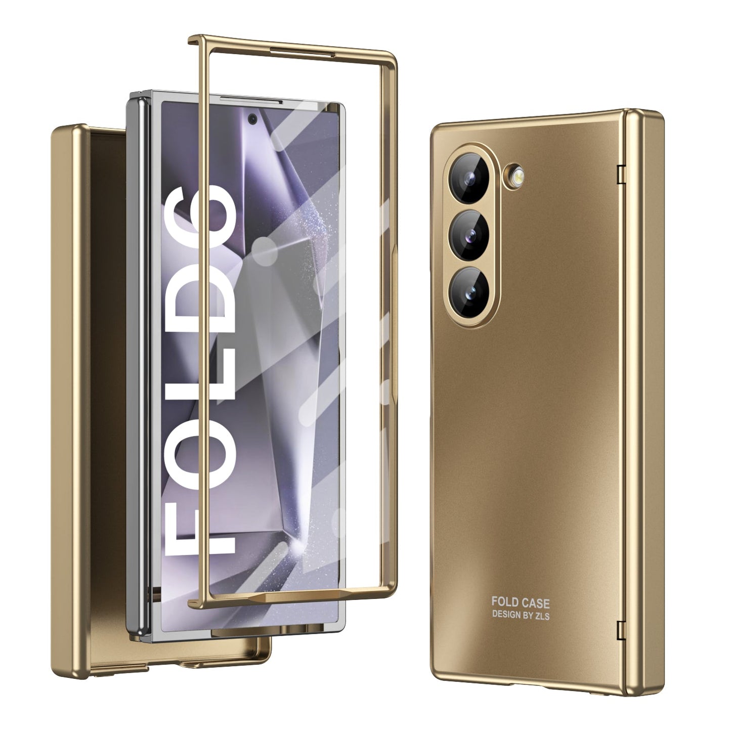 Electroplating Shockproof Phone Case With Back Screen Protector Film For Galaxy Z Fold 7/6/5/4/3