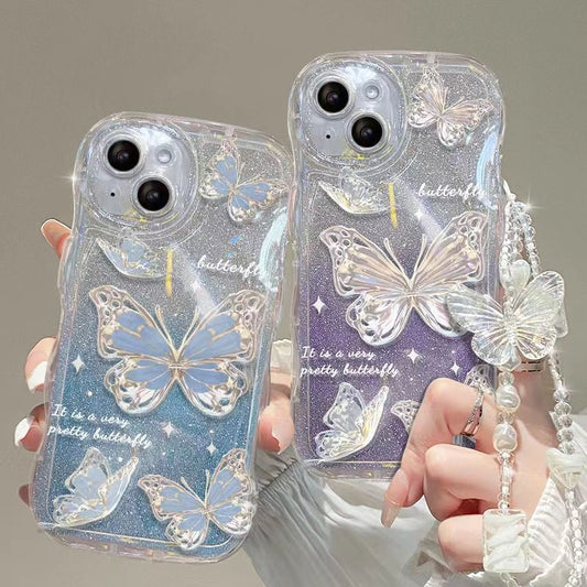 Quicksand Butterfly With Wristband For iPhone Case - {{ shop_name}} varyfun