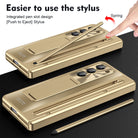 Armor Electroplated Anti-fall Protective Phone Case With Pen Tray Shell and Film For Samsung Galaxy Z Fold5 Fold4 - Mycasety Mycasety