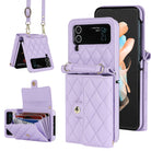 Luxury Leather Card Holder Phone Case With Chain For Samsung Galaxy Z Flip3 Flip4 Flip5 5G - {{ shop_name}} varyfun