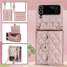 Luxury Leather Card Holder Phone Case With Chain For Samsung Galaxy Z Flip3 Flip4 Flip5 5G - {{ shop_name}} varyfun