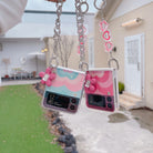 Varyfun | Heart Swirl Chain Phone Case With Wristband For Samsung Galaxy Z Flip4 Flip5 5G