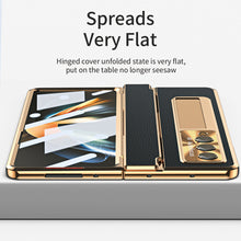 Load image into Gallery viewer, Hinge Leather Shell Electroplated Case With Bracket For Samsung Galaxy Z Fold4 Fold3 5G - {{ shop_name}} varyfun
