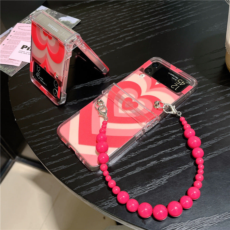 Varyfun | Heart Swirl Chain Phone Case With Wristband For Samsung Galaxy Z Flip4 Flip5 5G