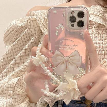 Quicksand Gradient Color Bow-knot With Wristband For iPhone Case - {{ shop_name}} varyfun