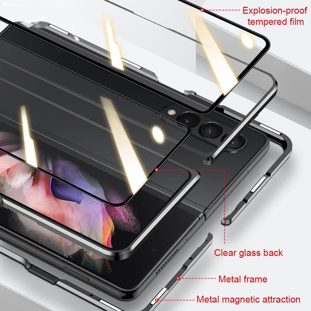 Samsung Galaxy Z Fold3 Fold4 Magnetic Double-Sided Protection Tempered Glass Aluminum Frame Phone Case - {{ shop_name}} varyfun