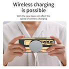 Hinge Leather Shell Electroplated Case With Bracket For Samsung Galaxy Z Fold4 Fold3 5G - {{ shop_name}} varyfun