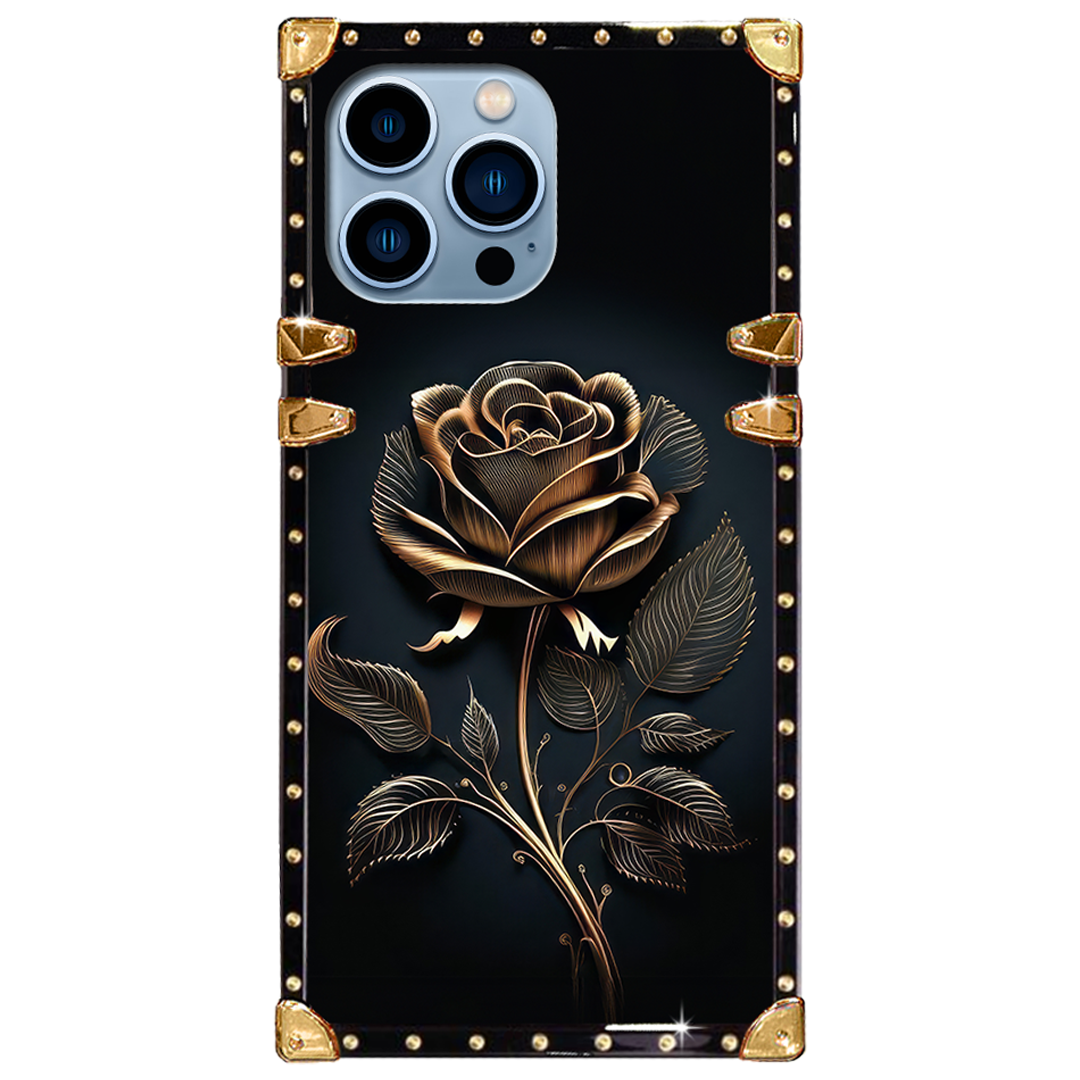 Luxury Brand Golden Rose Gold Square Case For iPhone