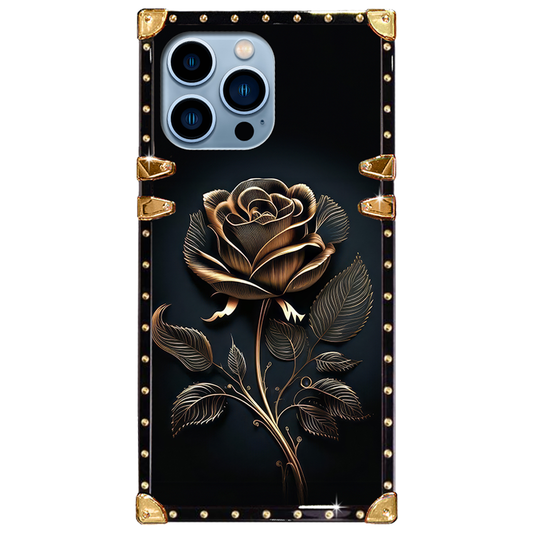 Luxury Brand Golden Rose Gold Square Case For iPhone