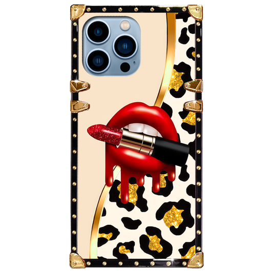 Luxury Brand Lipstick Gold Square Case For iPhone