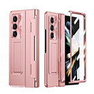 Golden Armor Hinge Magnetic Bracket Protective Phone Case With Front Protection Film For Samsung Galaxy Z Fold5 Fold4 Fold3 - Mycasety Mycasety