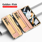 Hinge Leather Shell Electroplated Case With Bracket For Samsung Galaxy Z Fold4 Fold3 5G - {{ shop_name}} varyfun