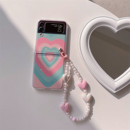Varyfun | Heart Swirl Chain Phone Case With Wristband For Samsung Galaxy Z Flip4 Flip5 5G