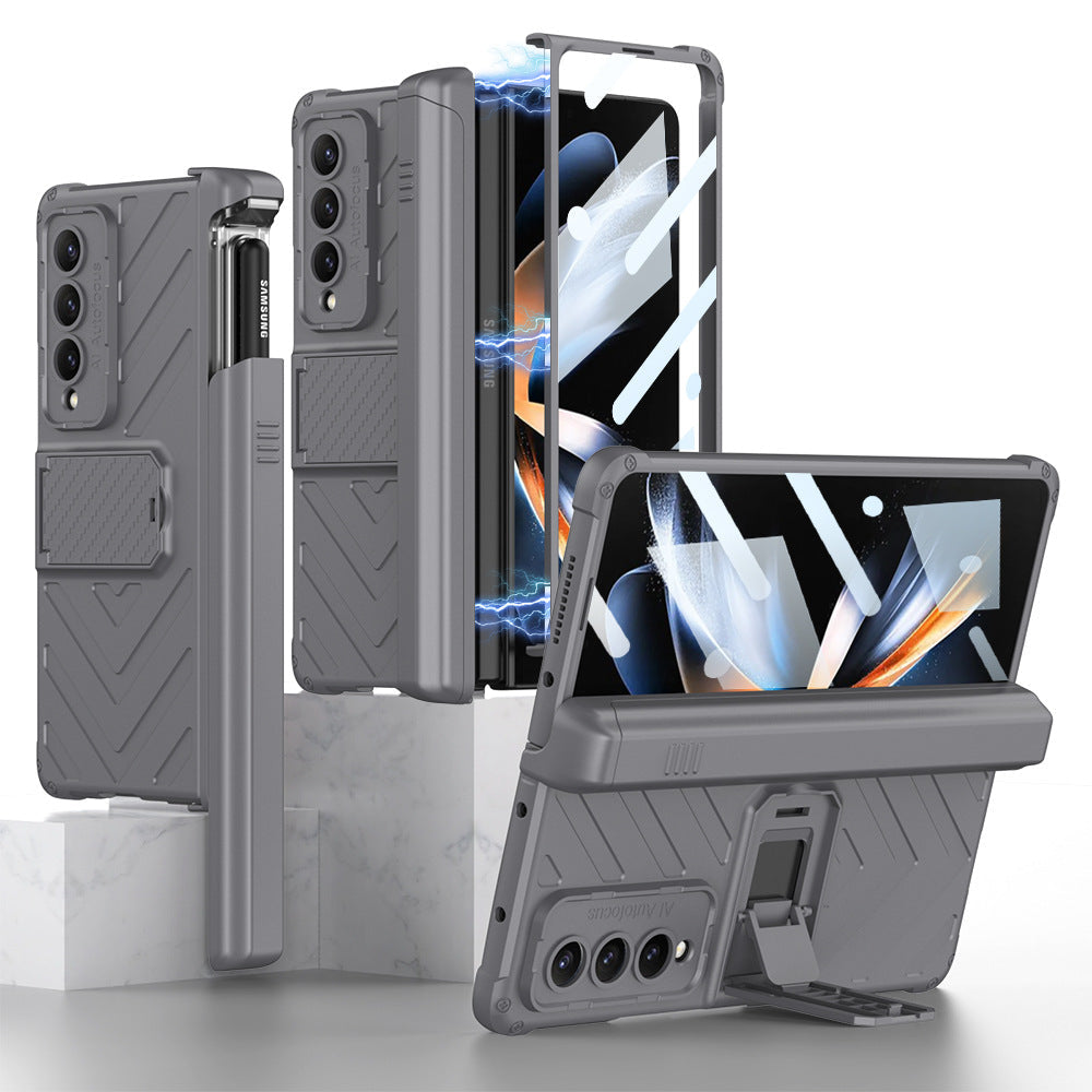 Magnetic Samsung Galaxy Z Fold5 Fold4 Fold3 Case Business Folding Armor Cover With Film & Slide Pen Slot and Kickstand - mycasety2023 Mycasety