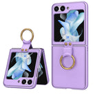 Premium Leather Phone Case With Ring Bracket For Samsung Galaxy Z Flip5 Flip4 Flip3 5G - {{ shop_name}} varyfun