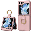 Premium Leather Phone Case With Ring Bracket For Samsung Galaxy Z Flip5 Flip4 Flip3 5G - {{ shop_name}} varyfun
