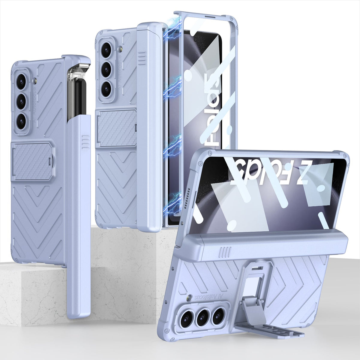 Magnetic Samsung Galaxy Z Fold5 Fold4 Fold3 Case Business Folding Armor Cover With Film & Slide Pen Slot and Kickstand - mycasety2023 Mycasety