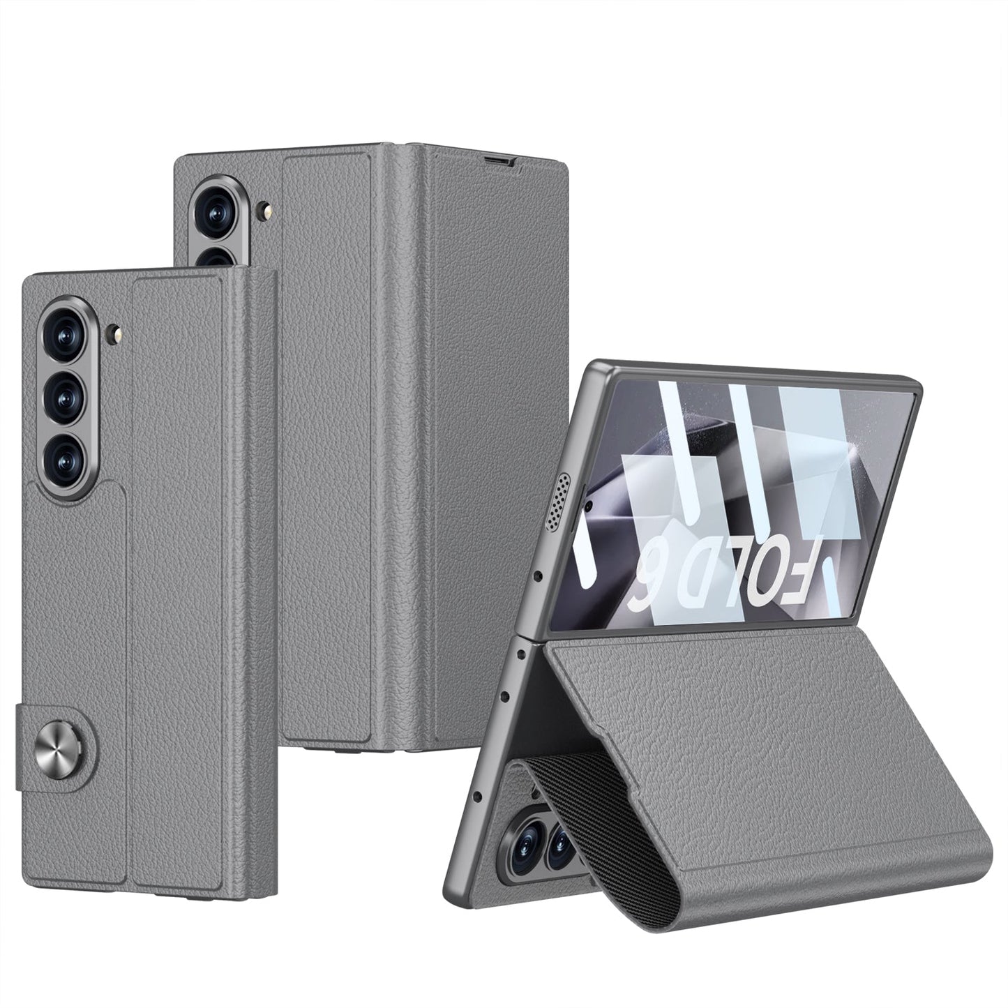 Luxurious Leather Cover Shockproof Phone Case With Screen Protector For Galaxy Z Fold 6/7