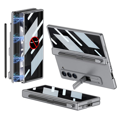 Magnetic Hinge Pen Slot Hidden Bracket All-included Case With Back Screen Protector For Galaxy Z Fold 7/6/5/4/3
