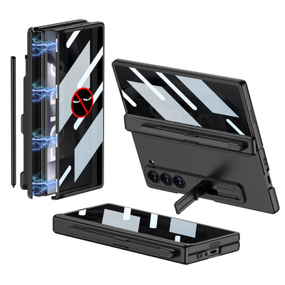 Magnetic Hinge Pen Slot Hidden Bracket All-included Case With Back Screen Protector For Galaxy Z Fold 7/6/5/4/3