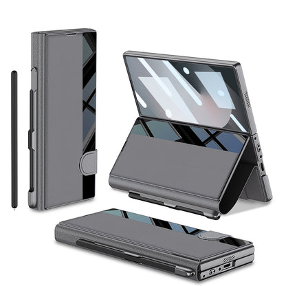 Luxurious Leather Cover Shockproof Phone Case With Screen Protector & Pen Slot For Galaxy Z Fold 6/7