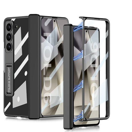 Transparent Magnetic Hinge Bracket Shockproof Phone Case With Screen Protector For Galaxy Z Fold 6/5/4