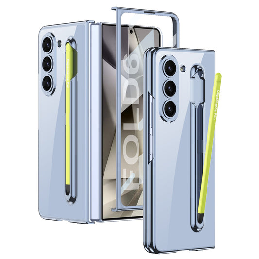 Transparent Electroplating Protective Phone Case With Pen Tray Shell and Film For Galaxy Z Fold6