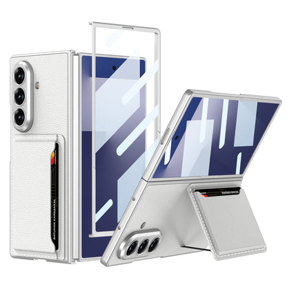 Business-style Leather Card Holderr Phone Case With Back Screen Film For Galaxy Z Fold 7/6/5
