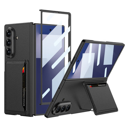 Business-style Leather Card Holderr Phone Case With Back Screen Film For Galaxy Z Fold 7/6/5