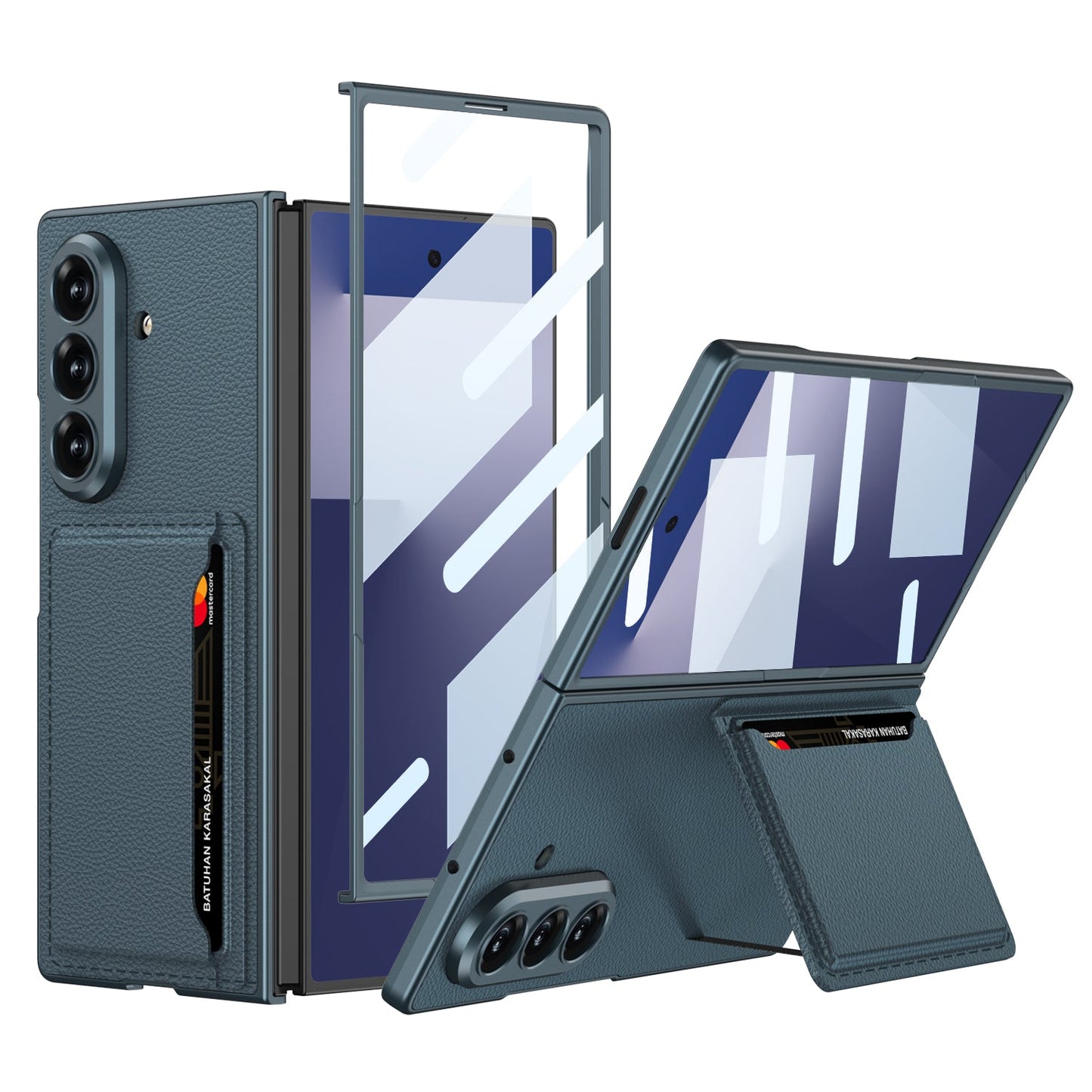 Business-style Leather Card Holderr Phone Case With Back Screen Film For Galaxy Z Fold 7/6/5