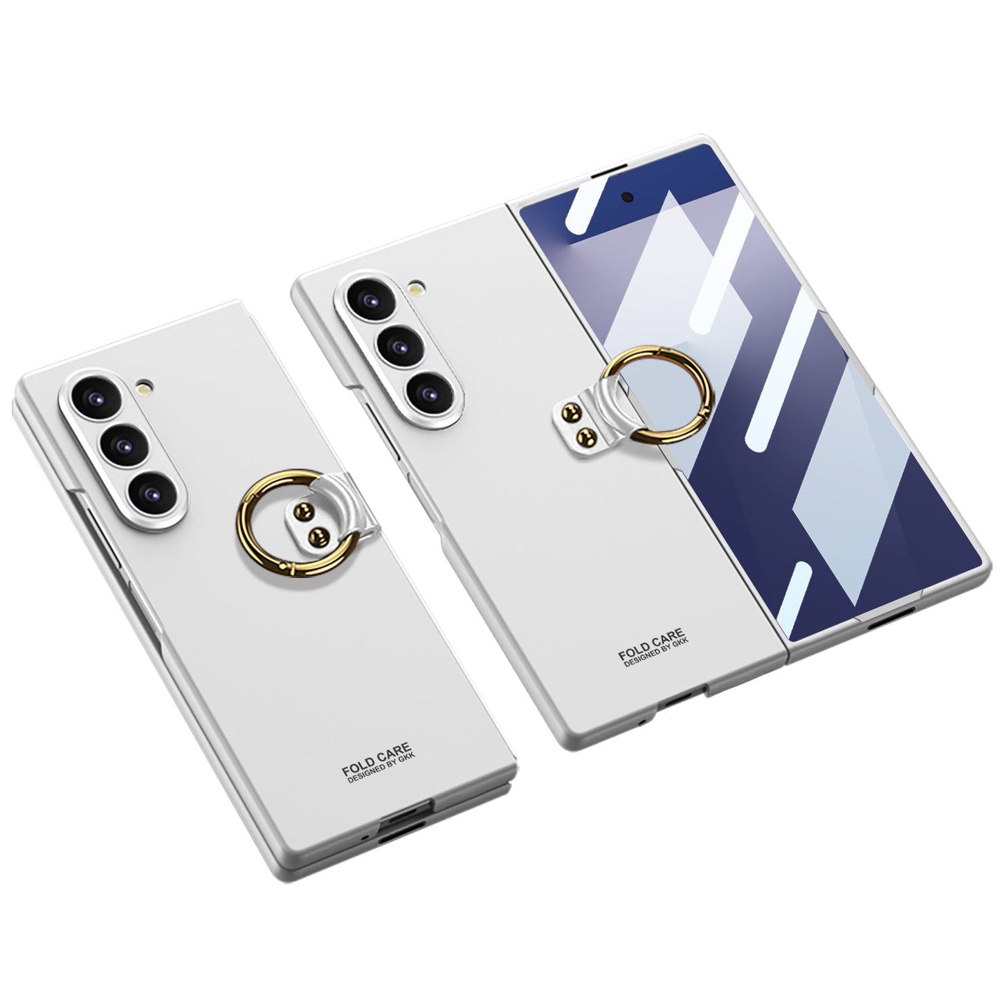 Luxury Shockproof Ring Holder Phone Case With Back Screen Protector For Galaxy Z Fold7 Fold6 Fold5