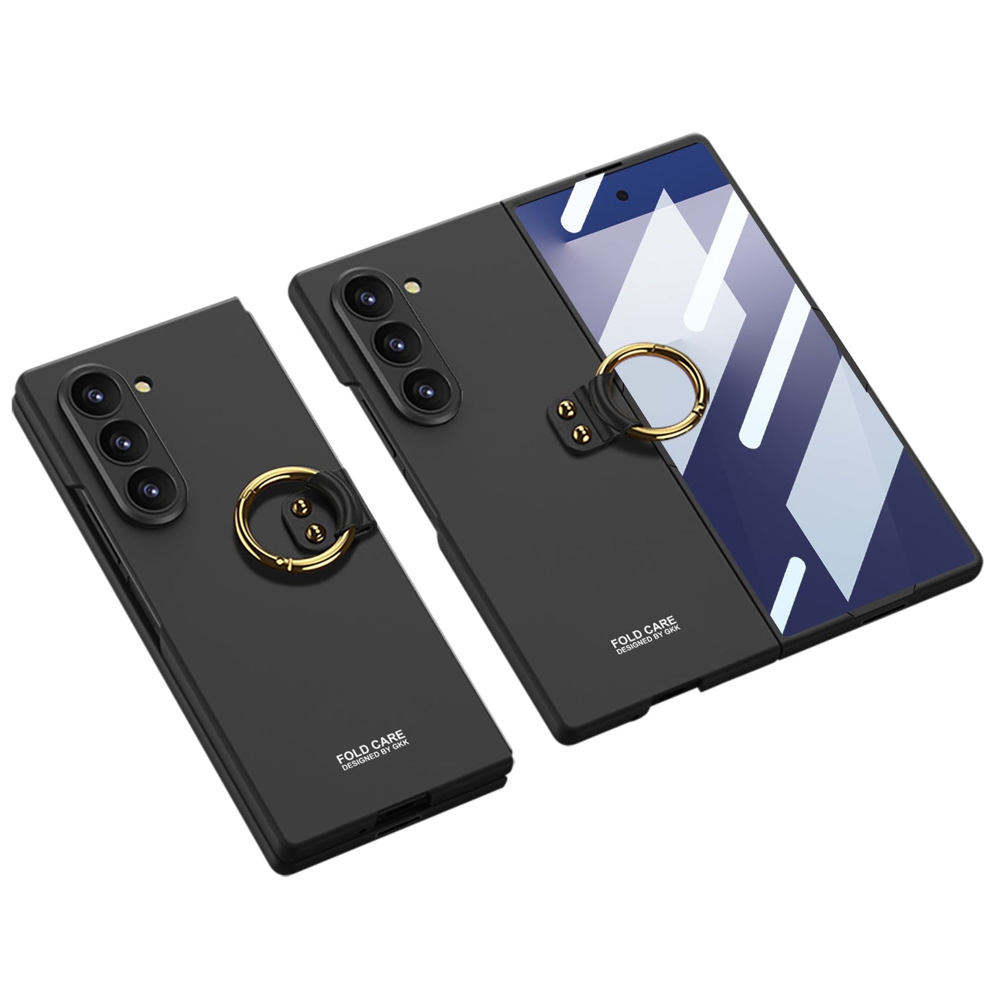 Luxury Shockproof Ring Holder Phone Case With Back Screen Protector For Galaxy Z Fold7 Fold6 Fold5