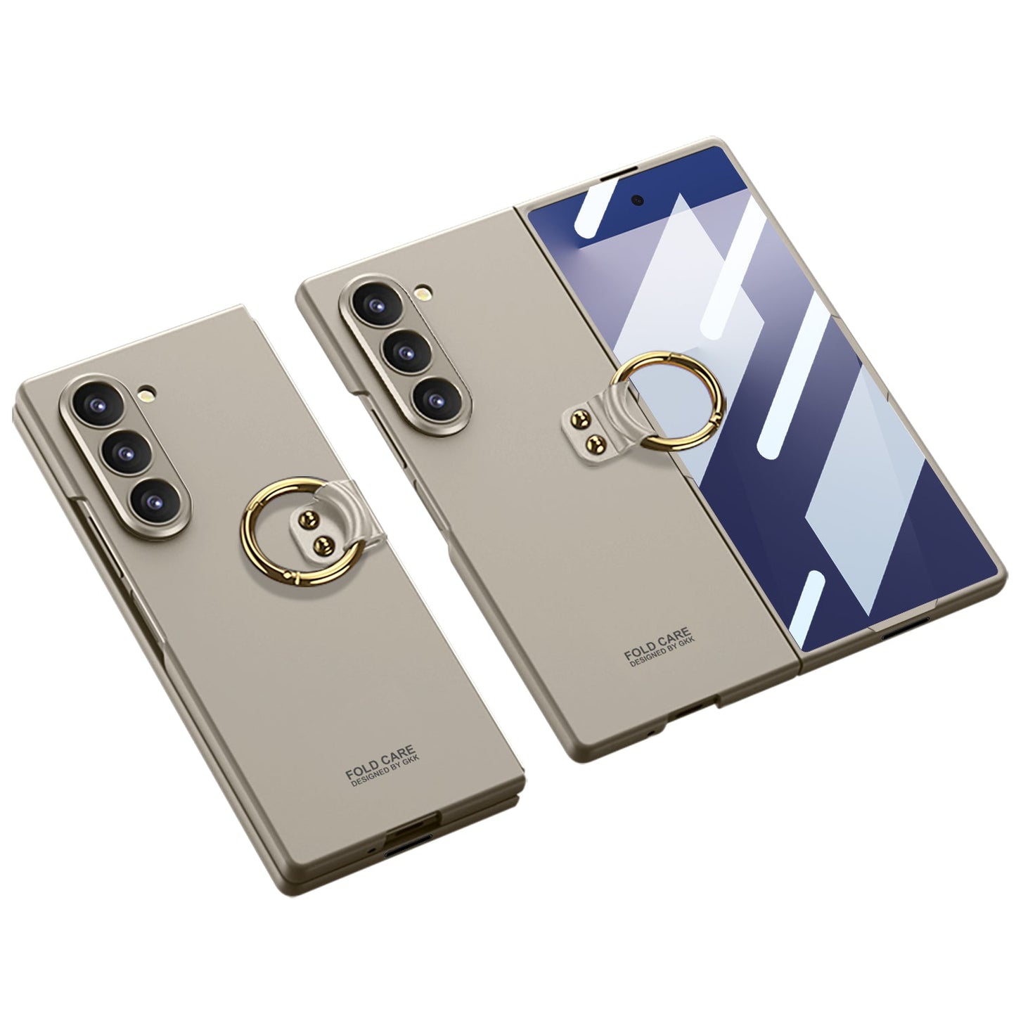 Luxury Shockproof Ring Holder Phone Case With Back Screen Protector For Galaxy Z Fold7 Fold6 Fold5