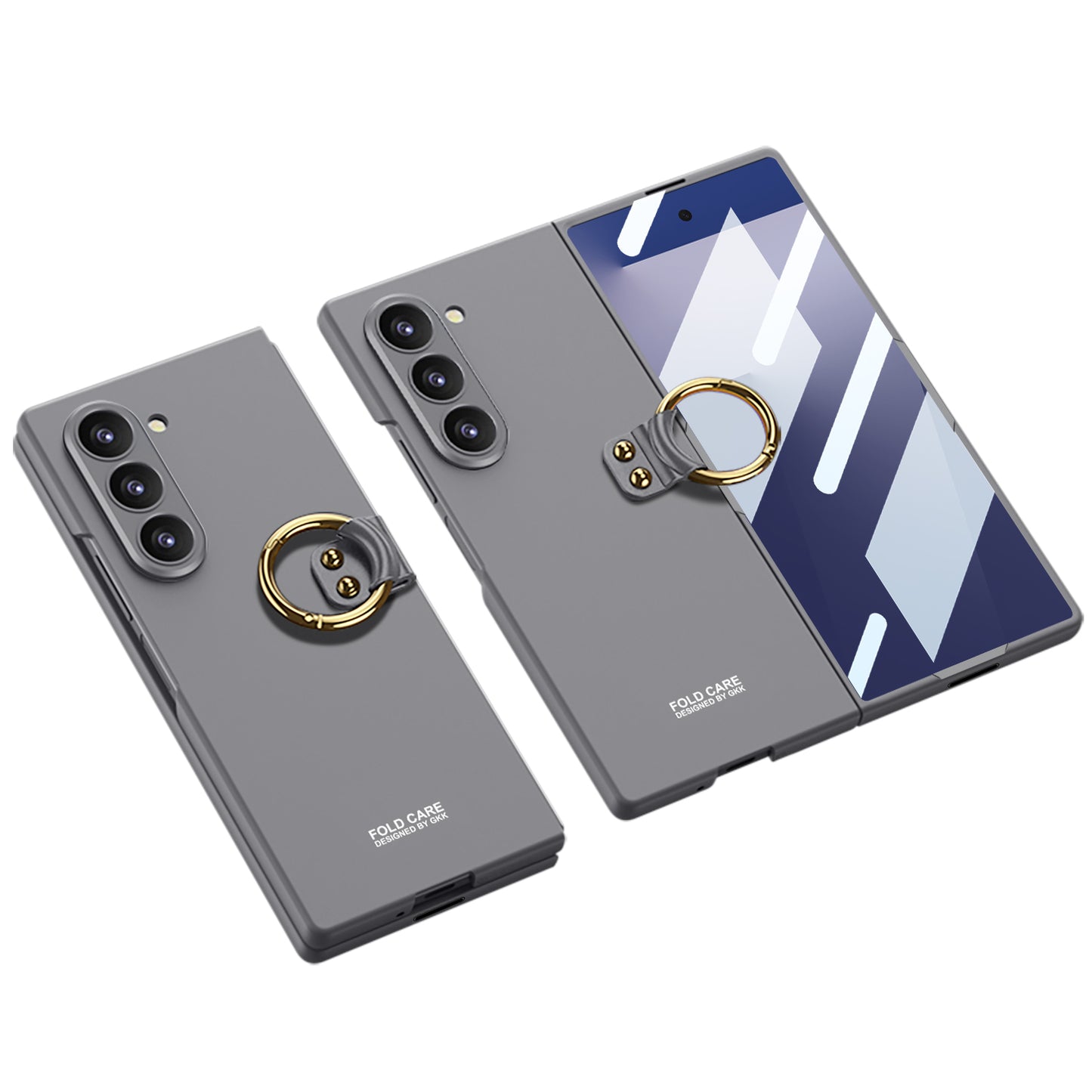 Luxury Shockproof Ring Holder Phone Case With Back Screen Protector For Galaxy Z Fold7 Fold6 Fold5