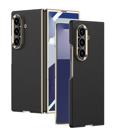 Business-style Electroplated Leather Phone Case For Galaxy Z Fold 7/6/5/4
