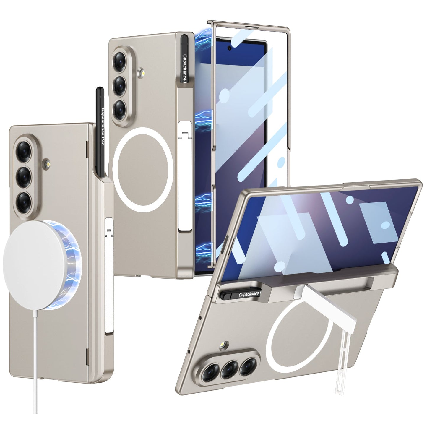 Magnetic Hinge Hidden Bracket All-included Case With Pen Box For Galaxy Z Fold8 Wide Ultra