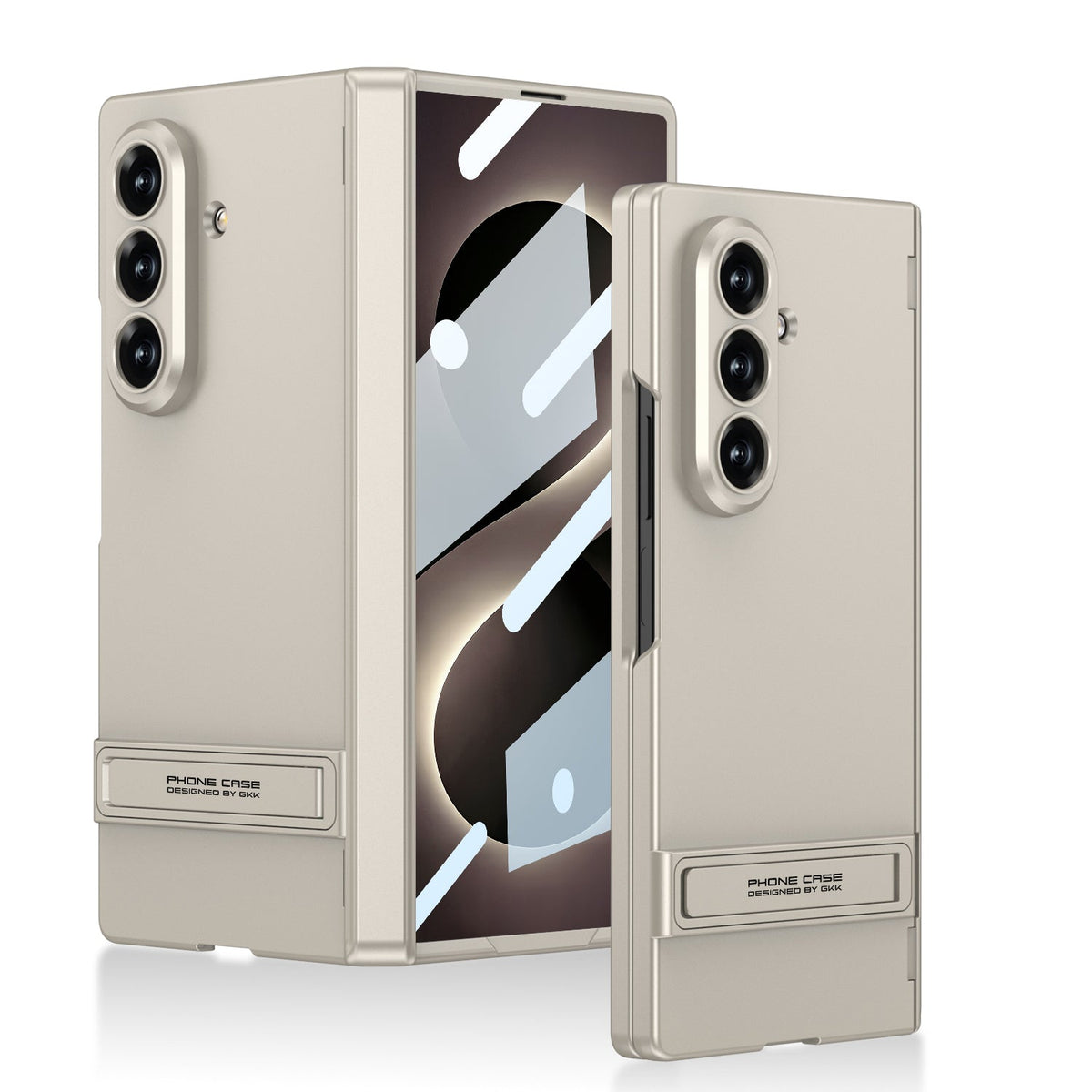 Business-style Bracket Magnetic Hinge Phone Case With Back Screen Film For Galaxy Z Fold8 Ultra Wide
