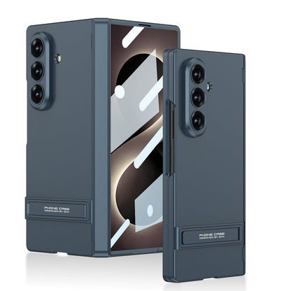 Business-style Bracket Magnetic Hinge Phone Case With Back Screen Film For Galaxy Z Fold8 Ultra Wide