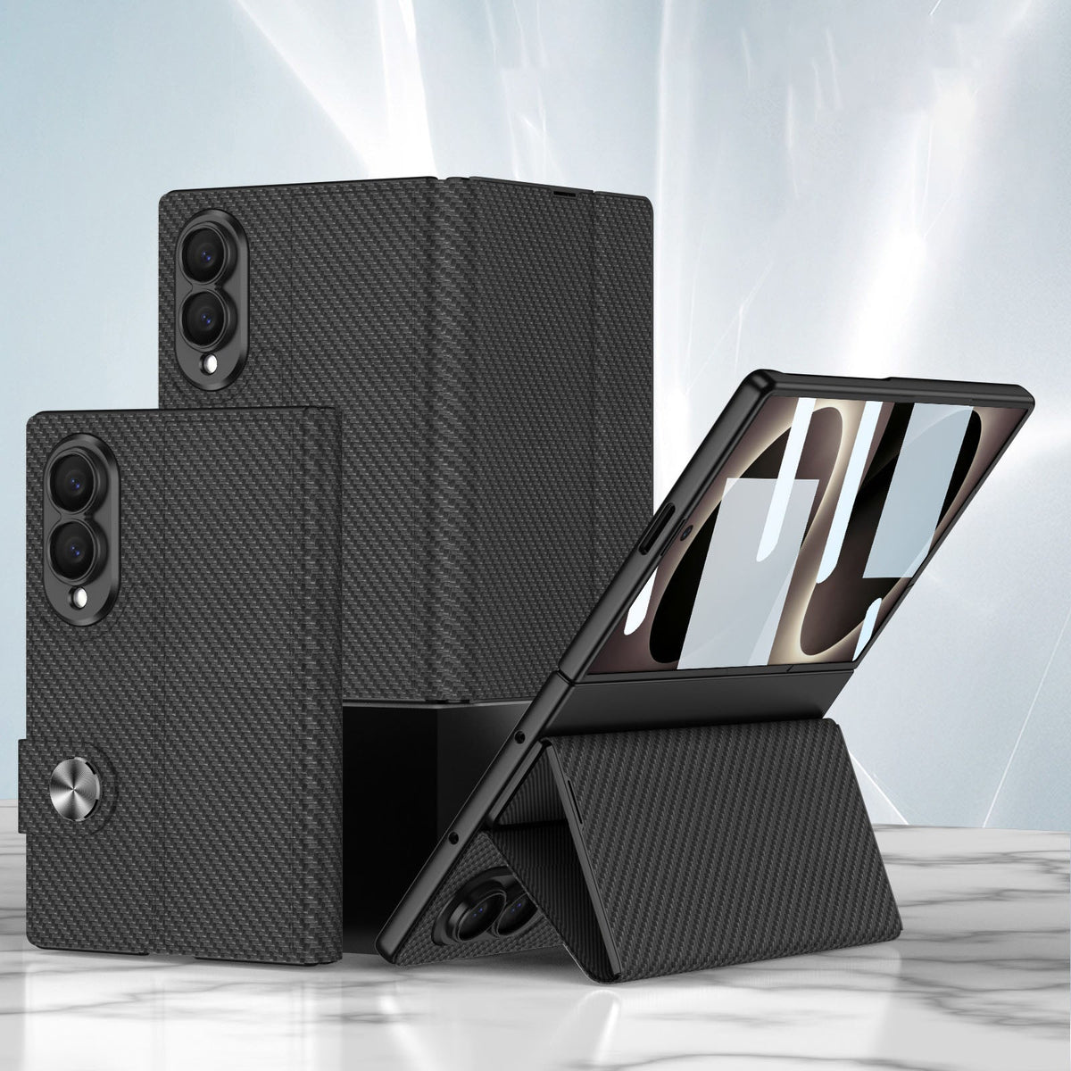 Luxury Leather Galaxy Z Fold8 Wide Ultra Case with Built-In Tempered Glass & Kickstand