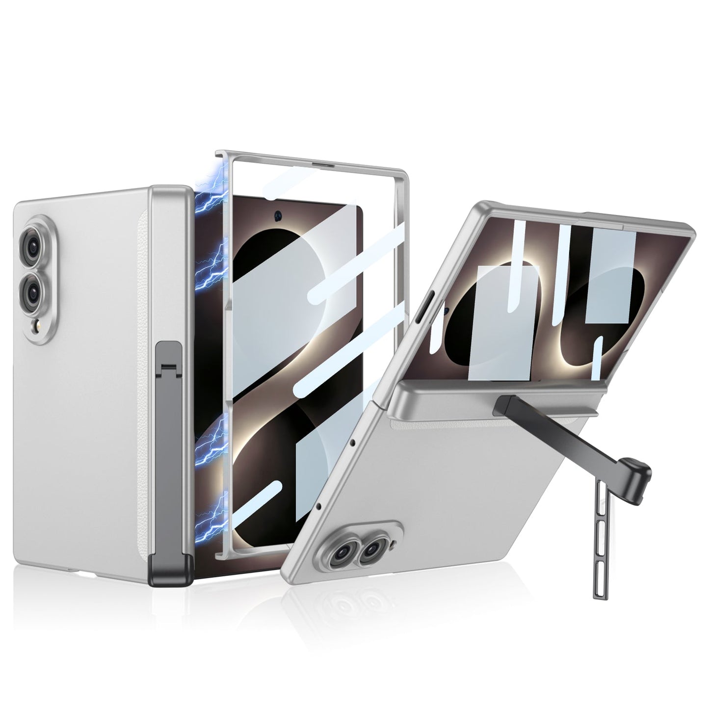 Premium Hinge Case with Integrated Tempered Glass & Hidden Dual-Position Kickstand For Galaxy Z Fold8 Wide Ultra