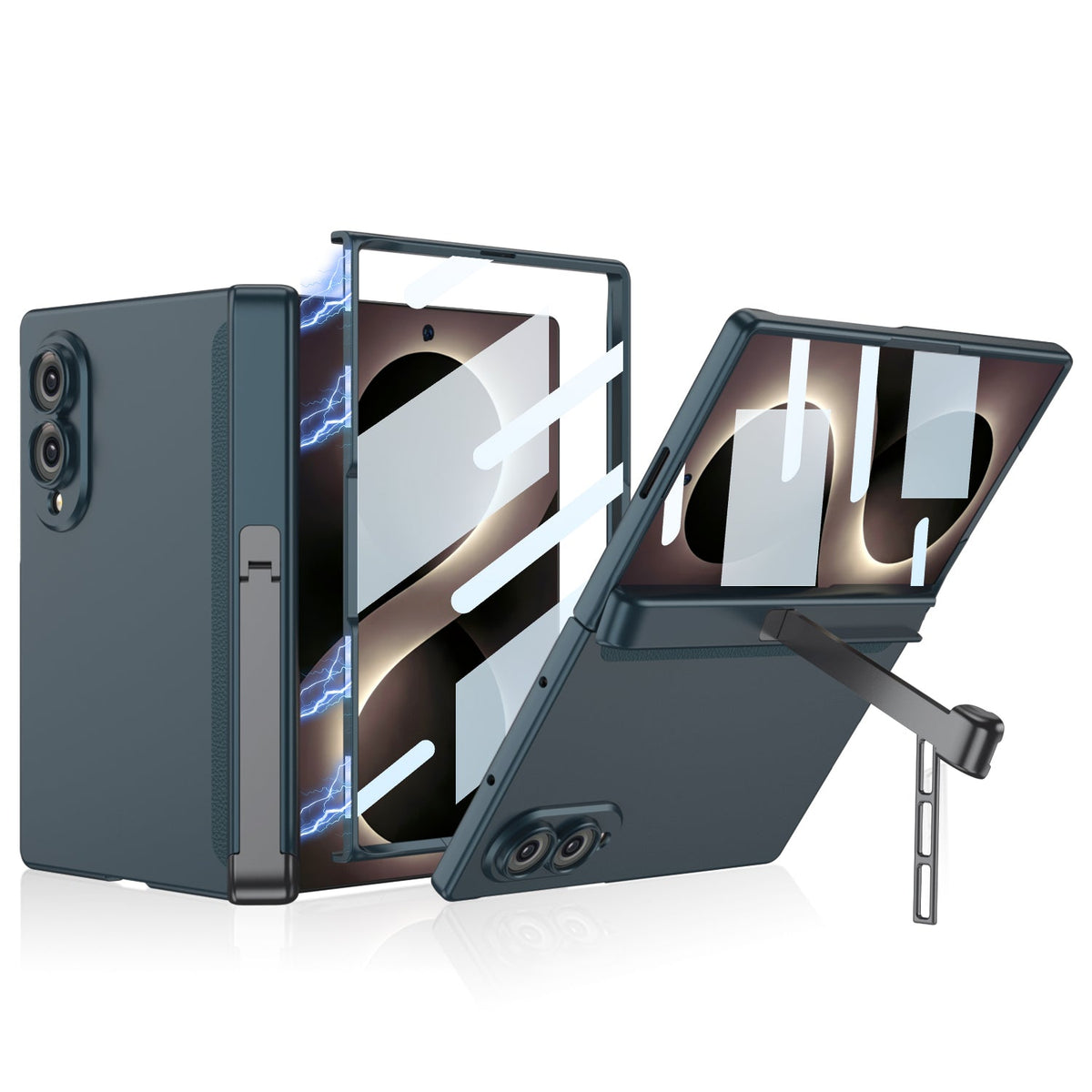 Premium Hinge Case with Integrated Tempered Glass & Hidden Dual-Position Kickstand For Galaxy Z Fold8 Wide Ultra